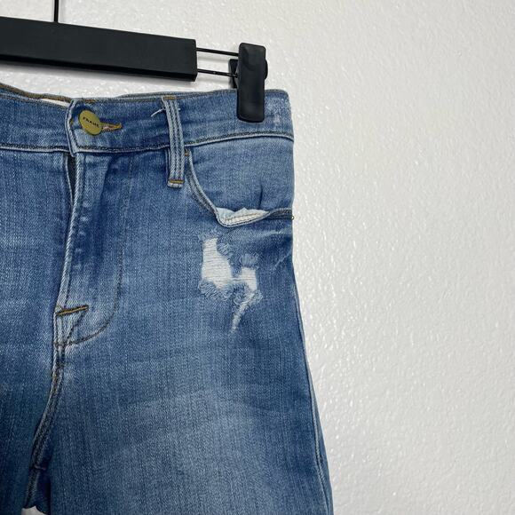 Frame Womens Jeans Size 24 Blue Denim Le High Straight Distressed Medium Wash - Picture 15 of 16